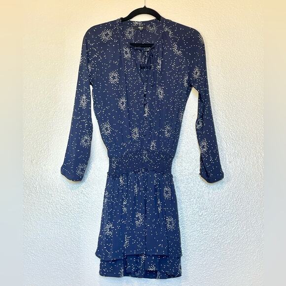 Rails Jasmine Star Mini Dress In Navy Nova Smocked Long Sleeve small - Picture 13 of 14